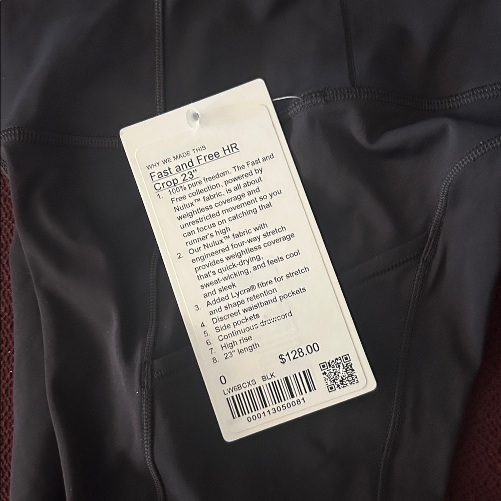 NWT lululemon Fast and Free Reflective High-Rise Tight 23” size 0 Black